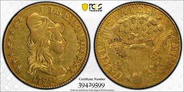 1799 $5 Large Stars Reverse AU53