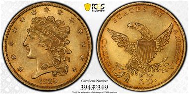 1835 $5 MS63+