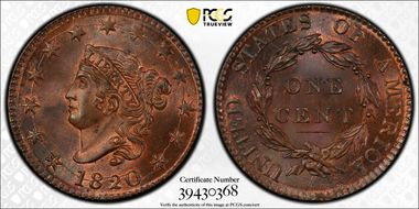 1820 1C Large Date MS66RB