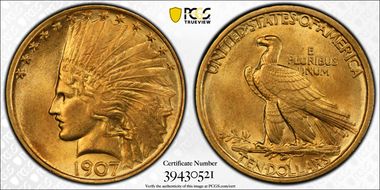 1907 $10 Indian MS64