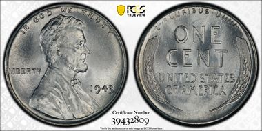 1943 1C MS67+ 
