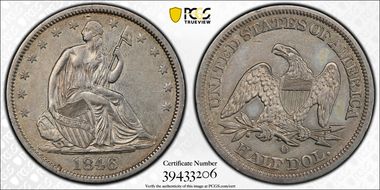 1846-O 50C Medium Date XF45