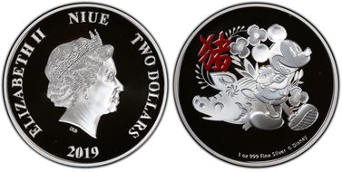 2019 $2 Mickey-Year of the Pig PR69DCAM