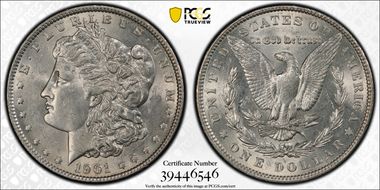 1901 $1 Doubled Die Reverse AU58