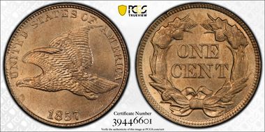1857 1C Flying Eagle MS64