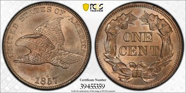 1857 1C Flying Eagle MS64