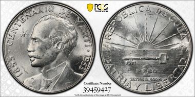 1953 Peso Jose Marti KM-29  Ag MS64