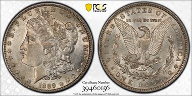 1889-O $1 VAM 2, Oval O AU58
