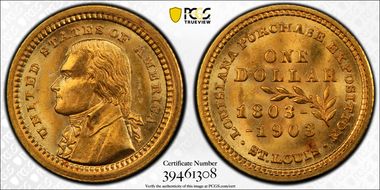 1903 G$1 LA Purchase, Jefferson MS66