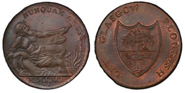 1791 Tk 1/2D DH-4d Lanarkshire, Glasgow MS65BN