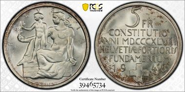 1948 B 5 Fr Constitution MS67