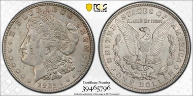 1921 $1 Morgan AU58