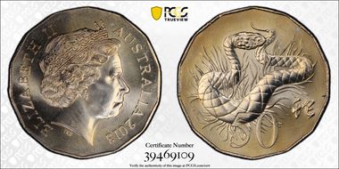 2013 50C Year of the Snake MS69