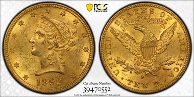 1892-S $10 MS62+