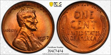 1957-D 1C MS67+ RD