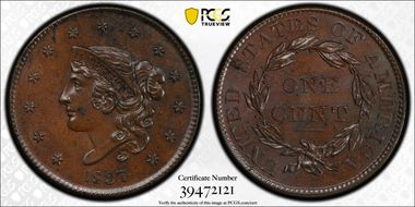 1837 1C N-6 MS64BN