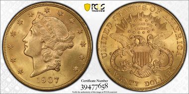 1907 $20 Liberty MS64+