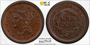 1848 1C MS63BN