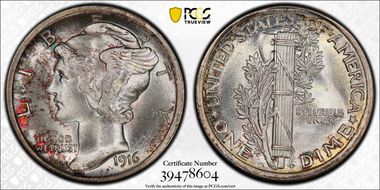 1916 10C Mercury MS68+ FB