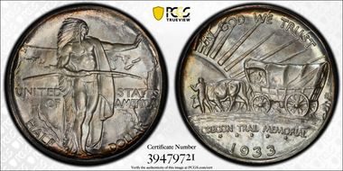 1933-D 50C Oregon MS67+