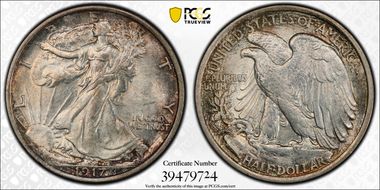 1917-D 50C Reverse MS64