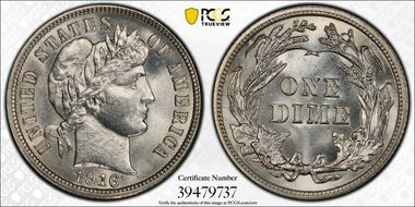 1916 10C Barber MS66+