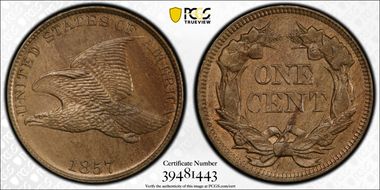1857 1C Flying Eagle MS64