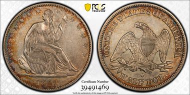 1842-O 50C WB-10 Medium Date XF45