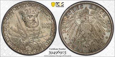 1908 2 Mk Jena University J-160 MS67+