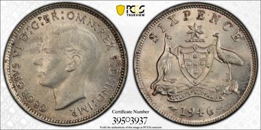 1946(m) 6D KM-38a  Ag MS65