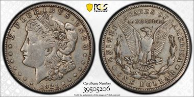 1921-S $1 VAM 1B-4, Thorn Head XF45