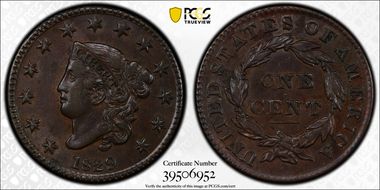 1829 1C Medium Letters AU55BN