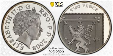 2008 2p S-C6 Royal Arms Section Ag PR69DCAM