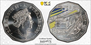 2020 50C Indian Pacific Train Colorized MS69