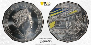 2020 50C Indian Pacific Train Colorized MS69