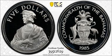 1985-FM $5 Christopher Columbus PR68DCAM