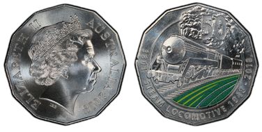 2018 50C 3801 Steam Locomotive Colorized MS69