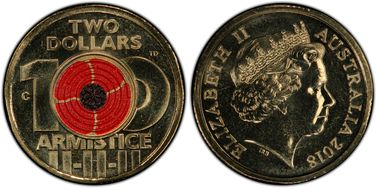 2018-C $2 Armistice Centenary Colorized MS68
