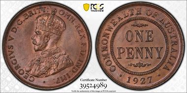 1927 (m) 1D English obverse MS64BN