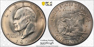 1971-D $1 "Friendly Eagle" FS-901 Type 1 Reverse MS66