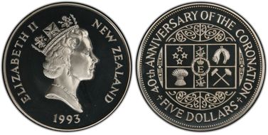 1993 $5 40th Ann of Coronation PR68DCAM