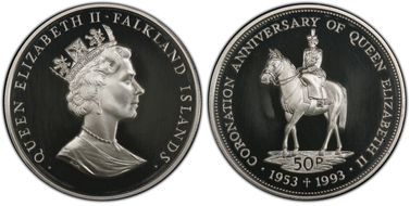 1993 50p 40th Ann of Coronation PR68DCAM