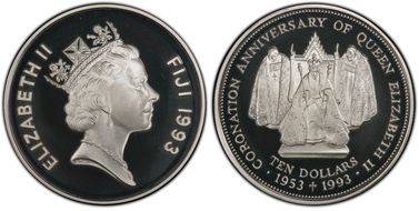 1993 $10 40th Ann of Coronation PR69DCAM
