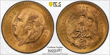 1959-M 10 Peso KM-473  Au MS64