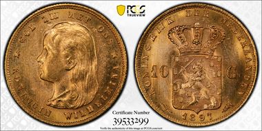 1897 10 G Beaded Border KM-118  Au MS64