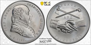 (2018) Medal John Adams "1797"  Silver Matte Finish MS69