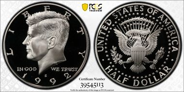 1992-S 50C Silver PR70DCAM