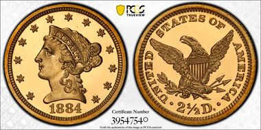 1884 $2.50 PR67CAM