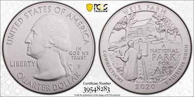 2020-P 25C Weir Farm NP 5 oz Silver SP70