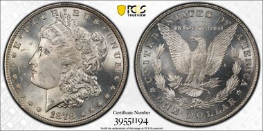 1878 8TF $1 VAM 20, Doubled Date MS64